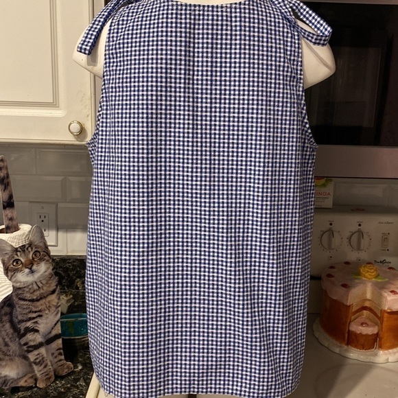 C womens Kenar casual blue check sleeveless top XL.  EUC - Picture 3 of 4